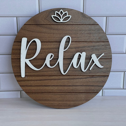 Small Round Sign - White & Natural